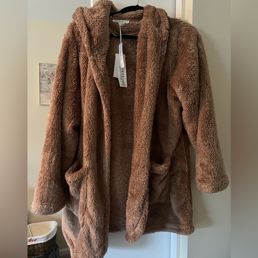 Workshop Republic Clothing Cozy Brown Teddy Jacket